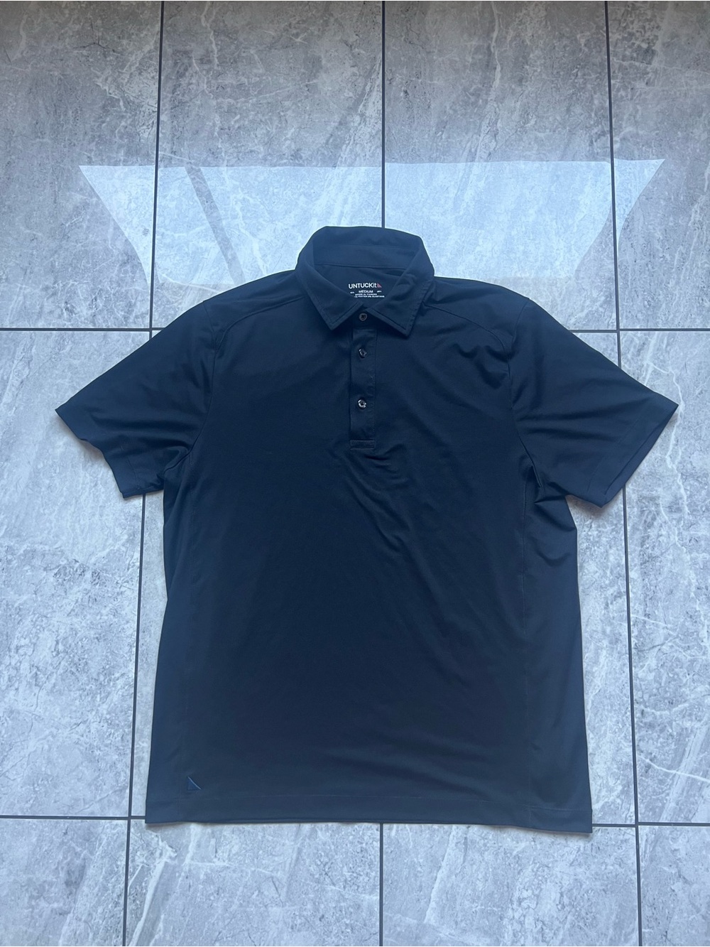 UNTUCKit Clavidor Men's Performance Polo Shirt Black Stretch Golf Casual Poly M